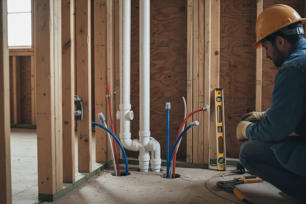Drain and supply rough-in during Toilet Repair and Installation in Stockton